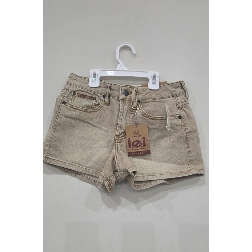 L.E.I. Womens Stretch Denim Shorts Tan Khaki Size 3 P3695 1581 NWT